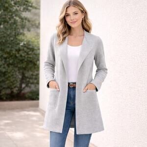 J.Crew SZ XS Juliette Collarless Sweater-Blazer Heather Dove